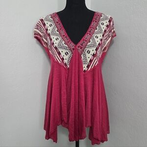 Free People Deep V-Neck Flowy Top XS